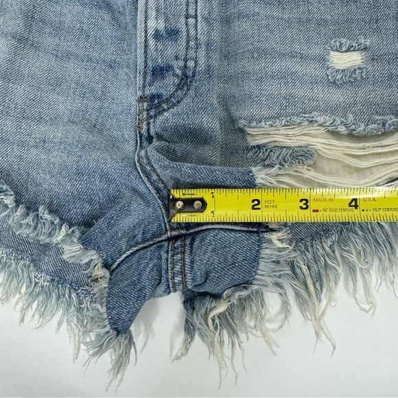 We The Free People Distressed Fringe Hem High Waisted Cutoff Jean Shorts Size 27 - Picture 16 of 16